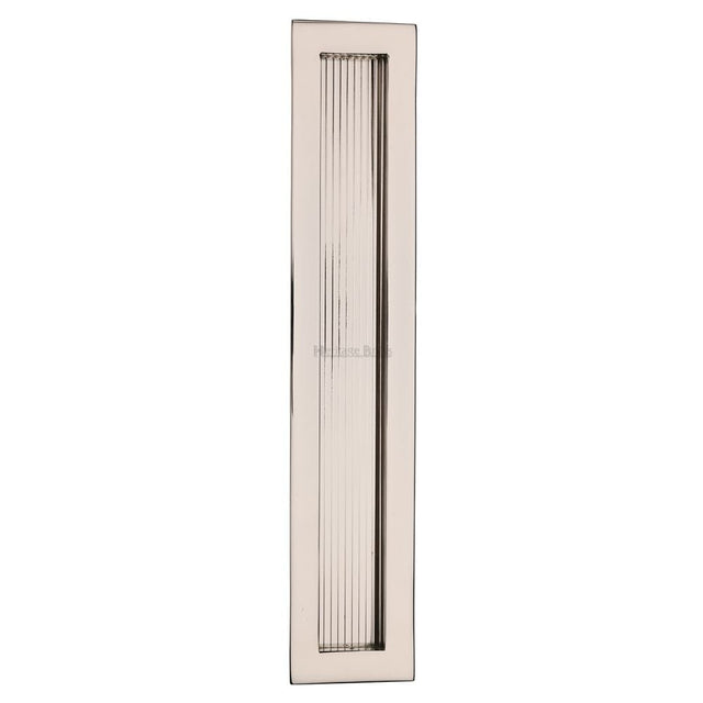 Heritage Brass Door Furniture Polished Nickel / Flush Handle / Rectangular Heritage Brass - Reeded Rectangular Flush Pull 300 x 58mm Polished Nickel Finish