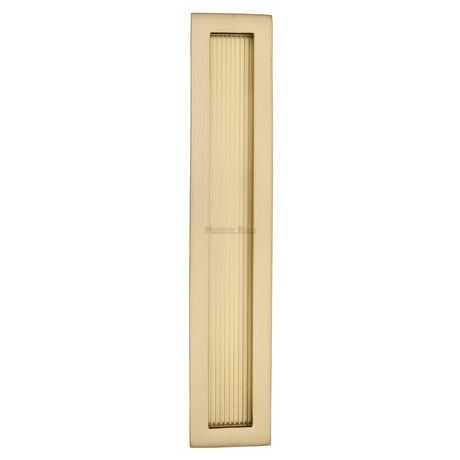 Heritage Brass Door Furniture Satin Brass / Flush Handle / Rectangular Heritage Brass - Reeded Rectangular Flush Pull 300 x 58mm Satin Brass Finish