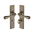 Heritage Brass Door Furniture Antique Brass / Bathroom Lock Handles Heritage Brass - Roma Reeded Bathroom set Antique Brass finish