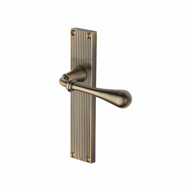 Heritage Brass Door Furniture Antique Brass / Latch Handles Heritage Brass - Roma Reeded Lever Latch Antique Brass finish