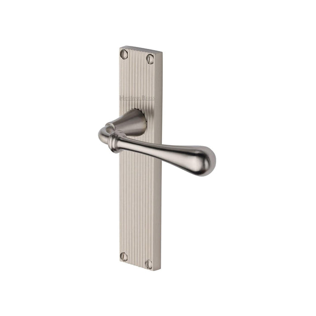 Heritage Brass Door Furniture Satin Nickel / Latch Handles Heritage Brass - Roma Reeded Lever Latch Satin Nickel finish