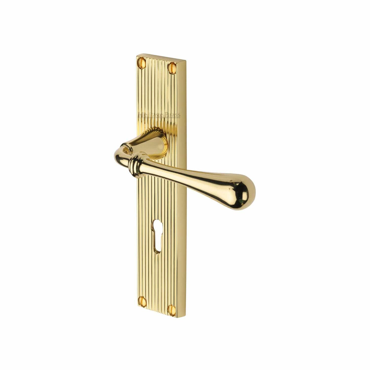 Heritage Brass Door Furniture Polished Brass / Std. Lock Handles Heritage Brass - Roma Reeded Lever Lock Polished Brass finish