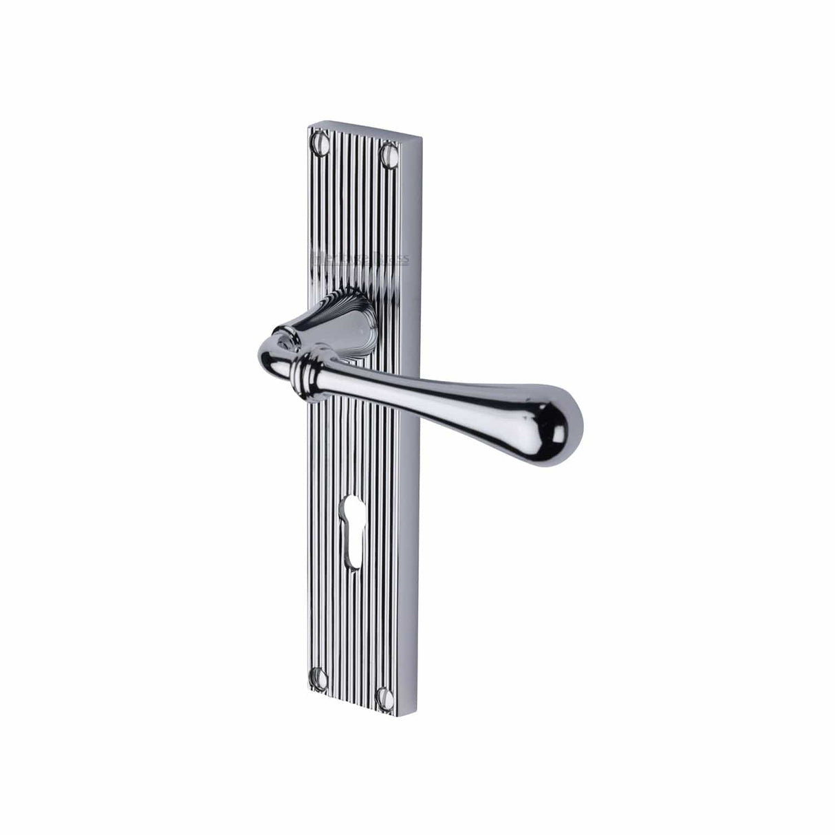 Heritage Brass Door Furniture Polished Chrome / Std. Lock Handles Heritage Brass - Roma Reeded Lever Lock Polished Chrome finish