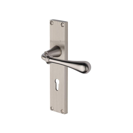 Heritage Brass Door Furniture Satin Nickel / Std. Lock Handles Heritage Brass - Roma Reeded Lever Lock Satin Nickel finish