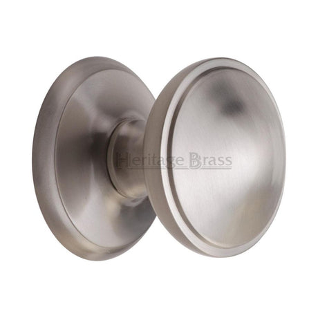 Heritage Brass Door Furniture Satin Nickel / Round Centre Door Knob Heritage Brass - Round Centre Door Knob 3" Satin Nickel Finish