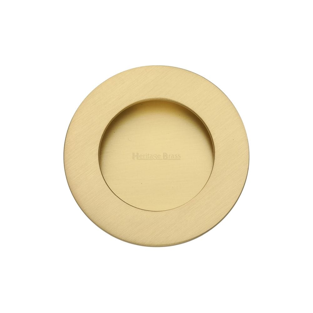 Heritage Brass Door Furniture Satin Brass / Flush Handle / Round Heritage Brass - Round Flush Pull Satin Brass Finish