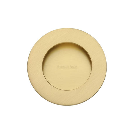 Heritage Brass Door Furniture Satin Brass / Flush Handle / Round Heritage Brass - Round Flush Pull Satin Brass Finish