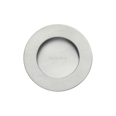 Heritage Brass Door Furniture Satin Chrome / Flush Handle / Round Heritage Brass - Round Flush Pull Satin Chrome Finish