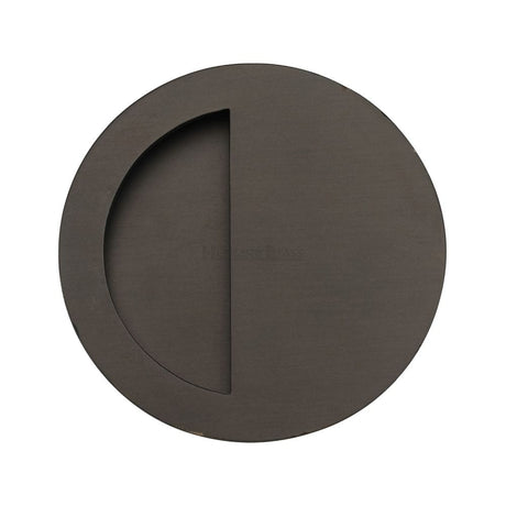 Heritage Brass Door Furniture Matt Bronze / Flush Handle / Round Heritage Brass - Round Half Moon Flush Pull Matt Bronze Finish
