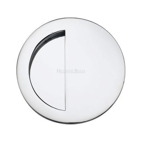 Heritage Brass Door Furniture Polished Chrome / Flush Handle / Round Heritage Brass - Round Half Moon Flush Pull Polished Chrome Finish