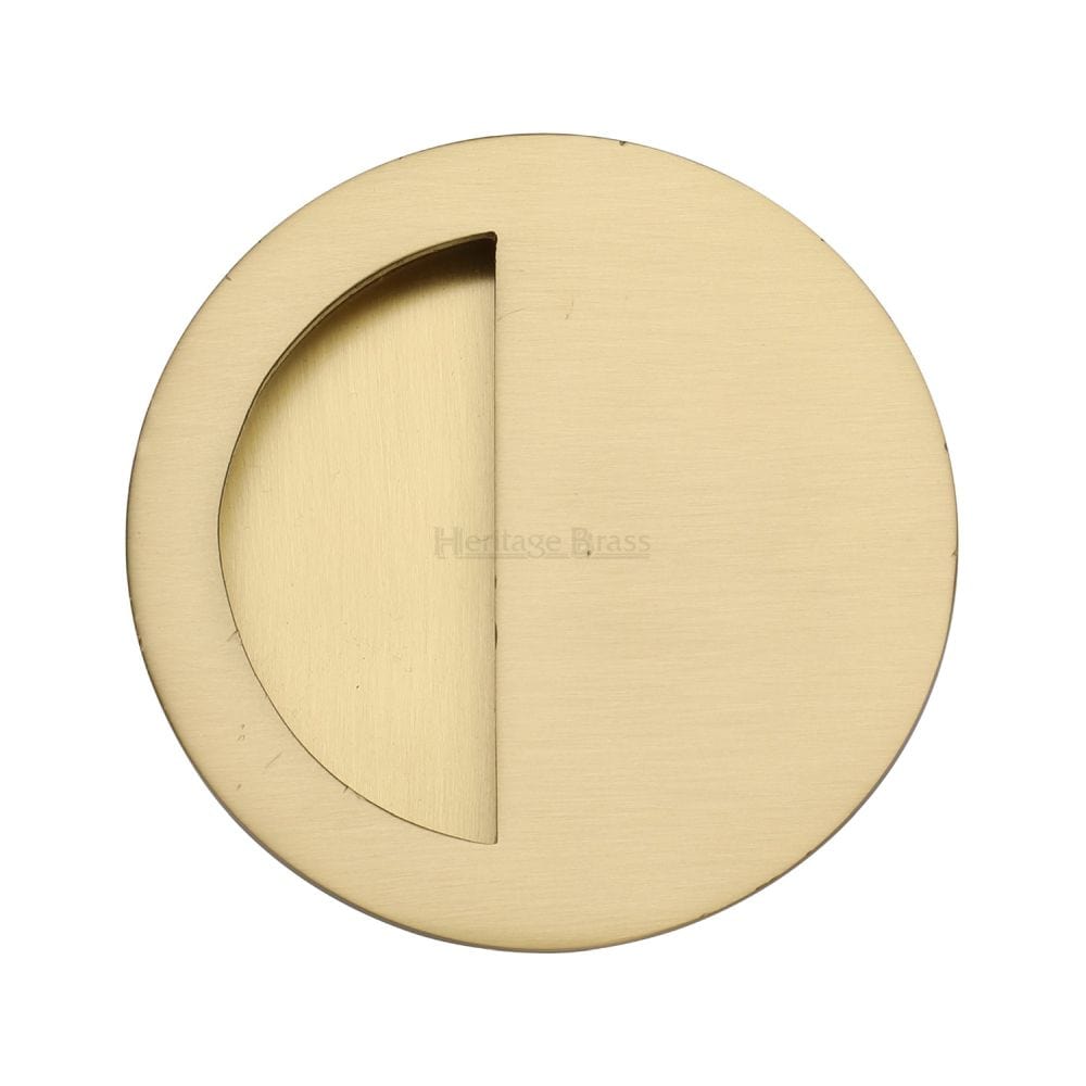 Heritage Brass Door Furniture Satin Brass / Flush Handle / Round Heritage Brass - Round Half Moon Flush Pull Satin Brass Finish