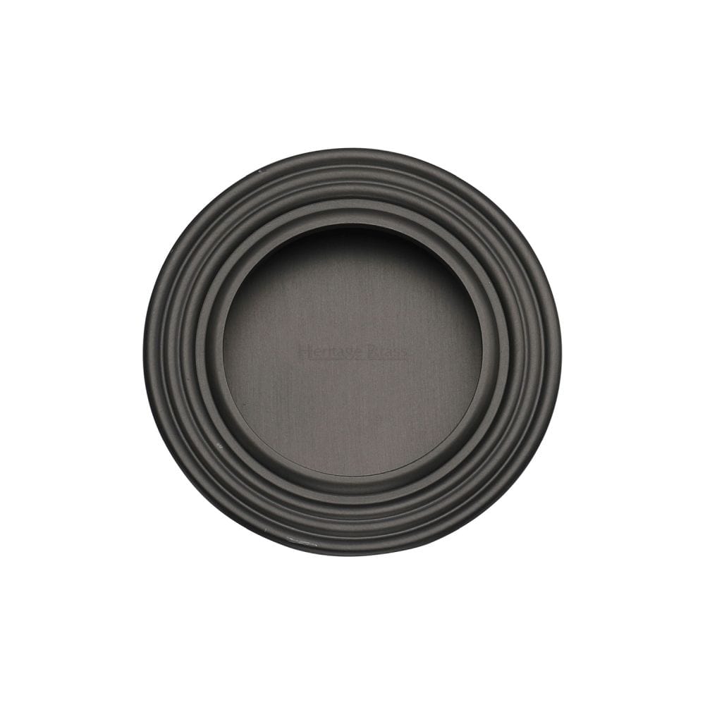 Heritage Brass Door Furniture Matt Bronze / Flush Handle / Round Heritage Brass - Round Reeded Flush Pull Matt Bronze Finish