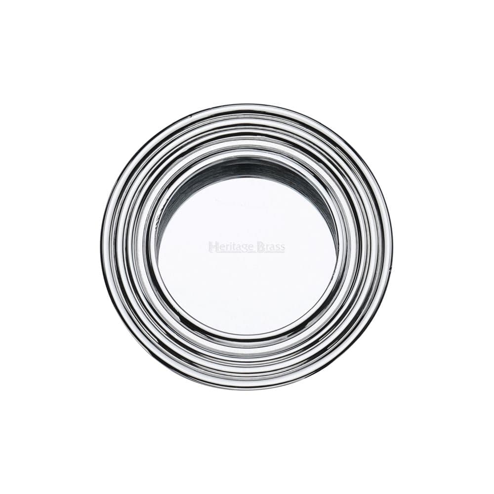 Heritage Brass Door Furniture Polished Chrome / Flush Handle / Round Heritage Brass - Round Reeded Flush Pull Polished Chrome Finish