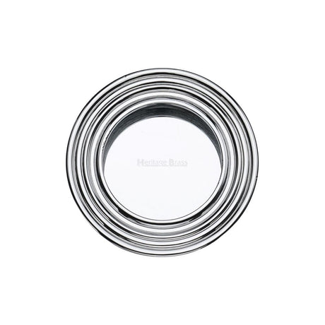 Heritage Brass Door Furniture Polished Chrome / Flush Handle / Round Heritage Brass - Round Reeded Flush Pull Polished Chrome Finish