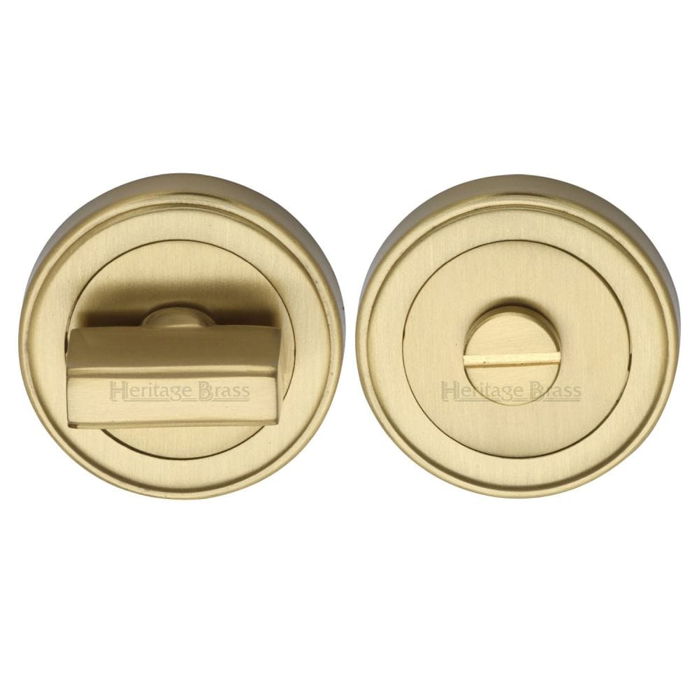 Heritage Brass Door Furniture Satin Brass / Yes Heritage Brass - Round Turn & Release Cylinder with stepped edge Satin