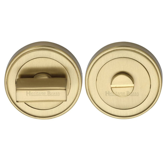 Heritage Brass Door Furniture Satin Brass / Yes Heritage Brass - Round Turn & Release Cylinder with stepped edge Satin