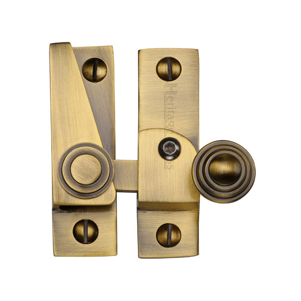 Heritage Brass Window Furniture Antique Brass / Sash Window Quadrant Fasteners / Yes Heritage Brass - Sash Fastener Lockable Antique Brass Finish