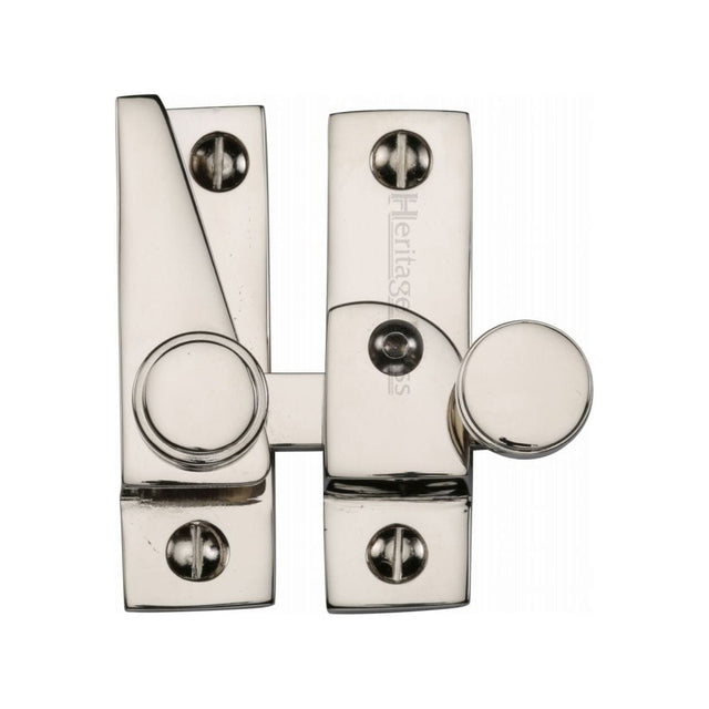 Heritage Brass Window Furniture Polished Nickel / Sash Window Quadrant Fasteners / Yes Heritage Brass - Sash Fastener Lockable Polished Nickel Finish