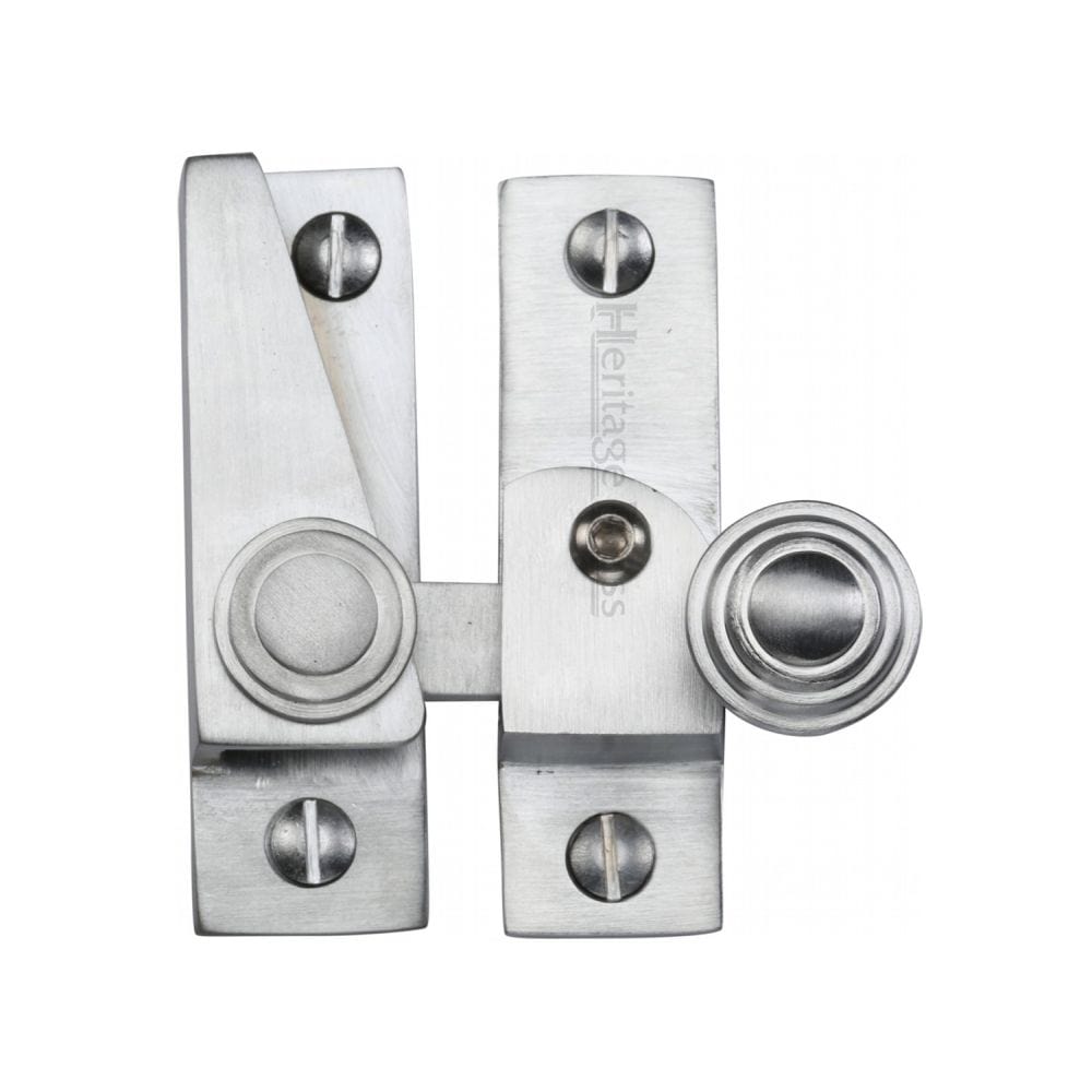 Heritage Brass Window Furniture Satin Chrome / Sash Window Quadrant Fasteners / Yes Heritage Brass - Sash Fastener Lockable Satin Chrome Finish
