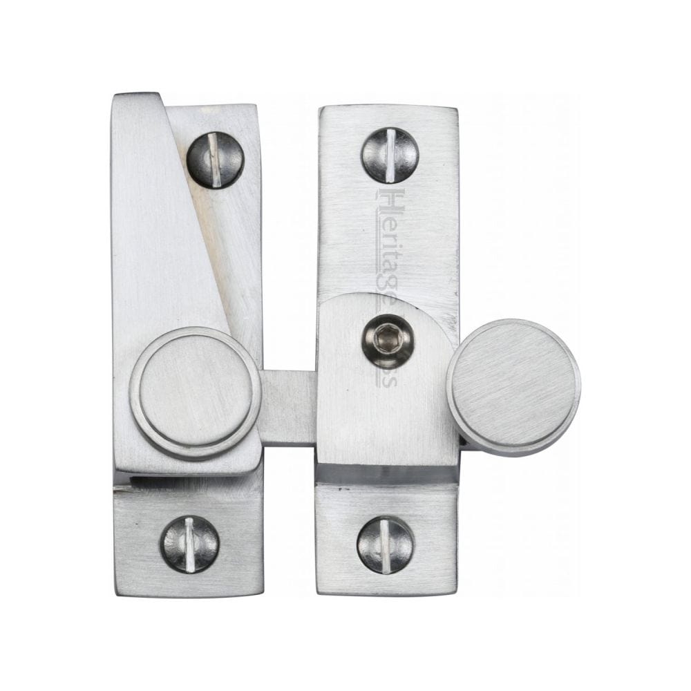 Heritage Brass Window Furniture Satin Chrome / Sash Window Quadrant Fasteners / Yes Heritage Brass - Sash Fastener Lockable Satin Chrome Finish