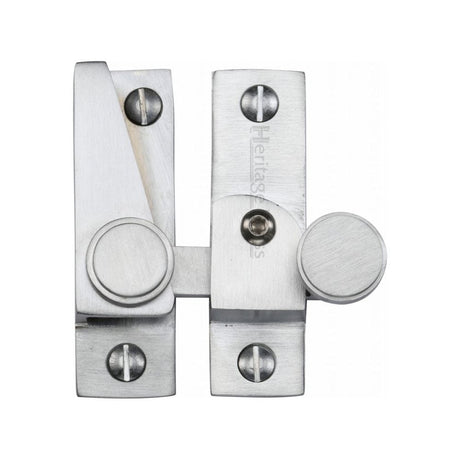 Heritage Brass Window Furniture Satin Chrome / Sash Window Quadrant Fasteners / Yes Heritage Brass - Sash Fastener Lockable Satin Chrome Finish