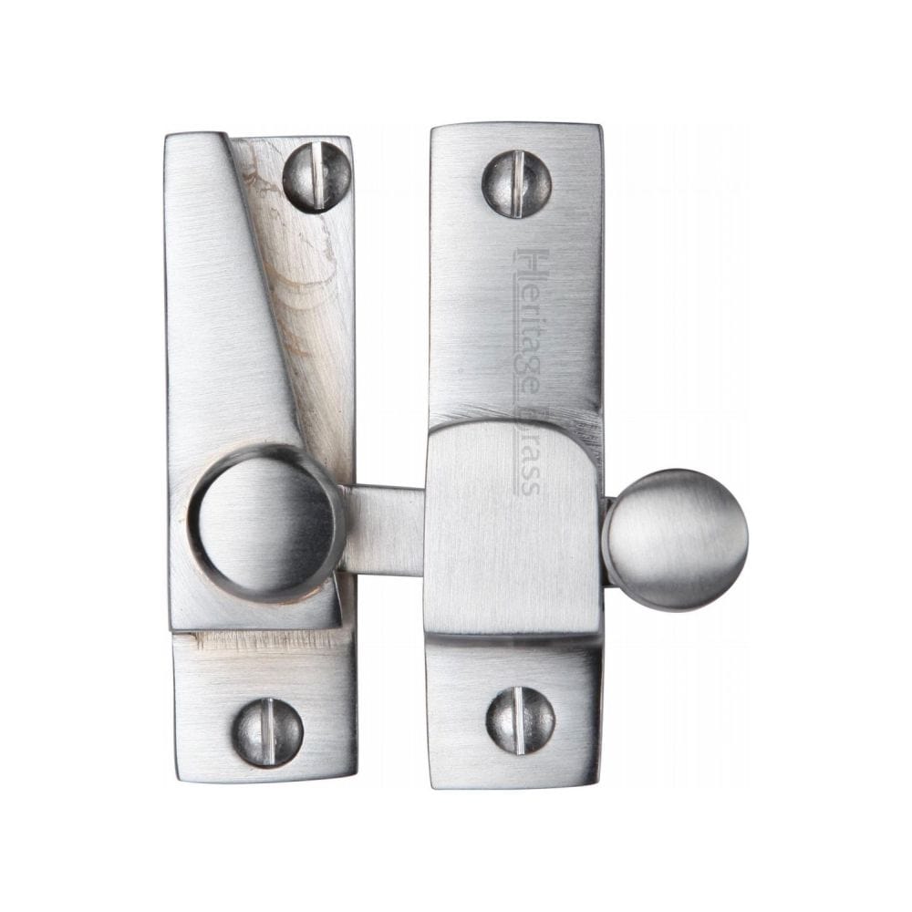 Heritage Brass Window Furniture Satin Chrome / Sash Window Quadrant Fasteners / Yes Heritage Brass - Sash Fastener Satin Chrome Finish