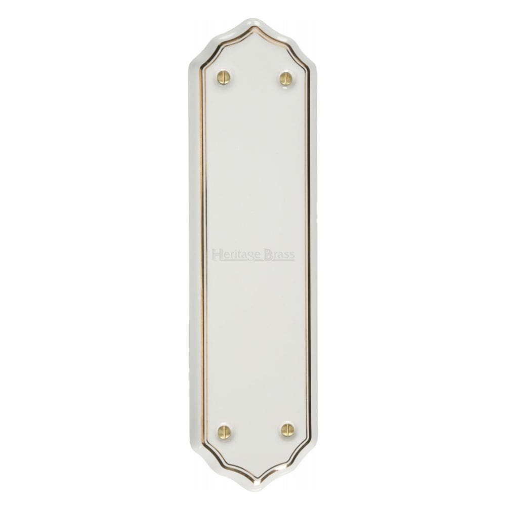 Heritage Brass Door Furniture Porcelain / Finger Plates / 274 x 75mm Heritage Brass - Shaped Fingerplate 274 x 75mm - Gold Line
