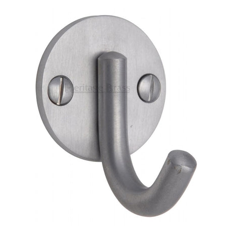 Heritage Brass Accessories Satin Chrome / Single Coat Hooks Heritage Brass - Single Robe Hook Satin Chrome Finish
