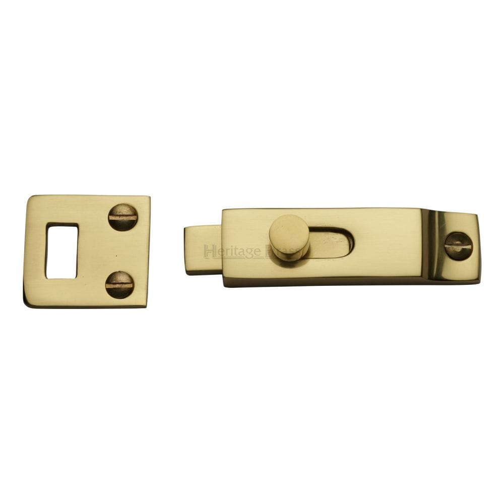 Heritage Brass Accessories Polished Brass / Straight Surface Bolts Heritage Brass - Slide Bolt Polished Brass Finish