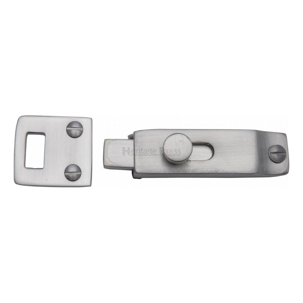 Heritage Brass Accessories Satin Chrome / Straight Surface Bolts Heritage Brass - Slide Bolt Satin Chrome Finish