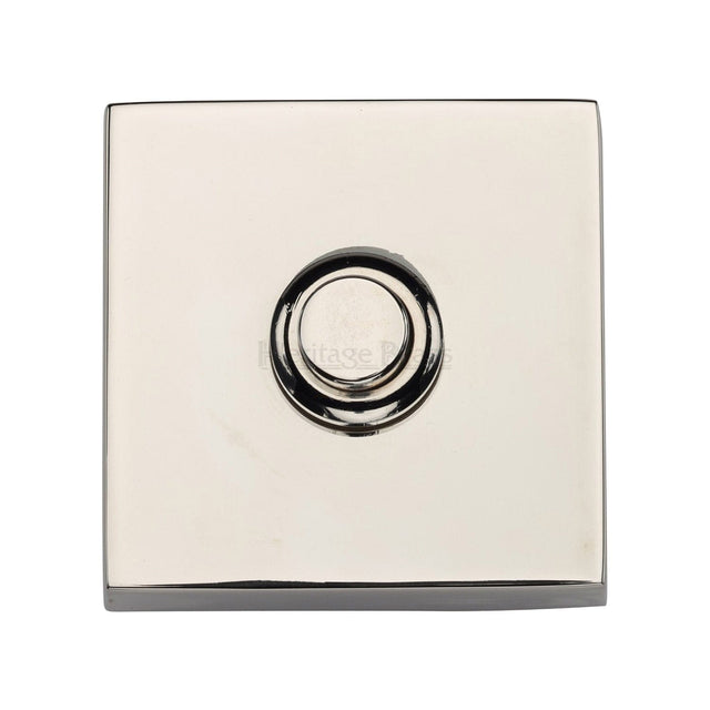 Heritage Brass Door Furniture Polished Nickel / Square Bell Push Heritage Brass - Square Bell Push Polished Nickel finish