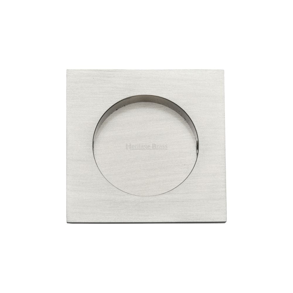 Heritage Brass Door Furniture Satin Nickel / Flush Handle / Square Heritage Brass - Square Flush Pull 63 x 63mm Satin Nickel Finish