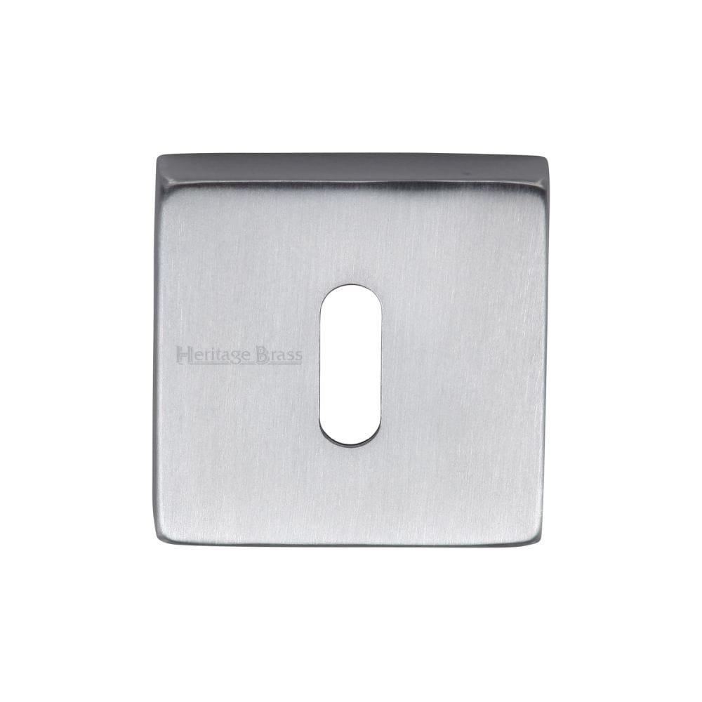 Heritage Brass Door Furniture Satin Chrome / Mortice Key Profile Escutcheons Heritage Brass - Square Key Escutcheon Satin Chrome Finish