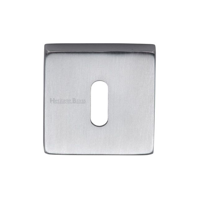 Heritage Brass Door Furniture Satin Chrome / Mortice Key Profile Escutcheons Heritage Brass - Square Key Escutcheon Satin Chrome Finish