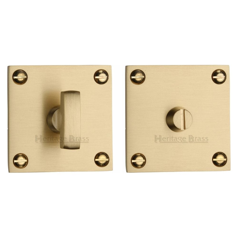 Heritage Brass Door Furniture Satin Brass / No Heritage Brass - Square Low profile Thumbturn & Emergency Release Satin Brass Fin