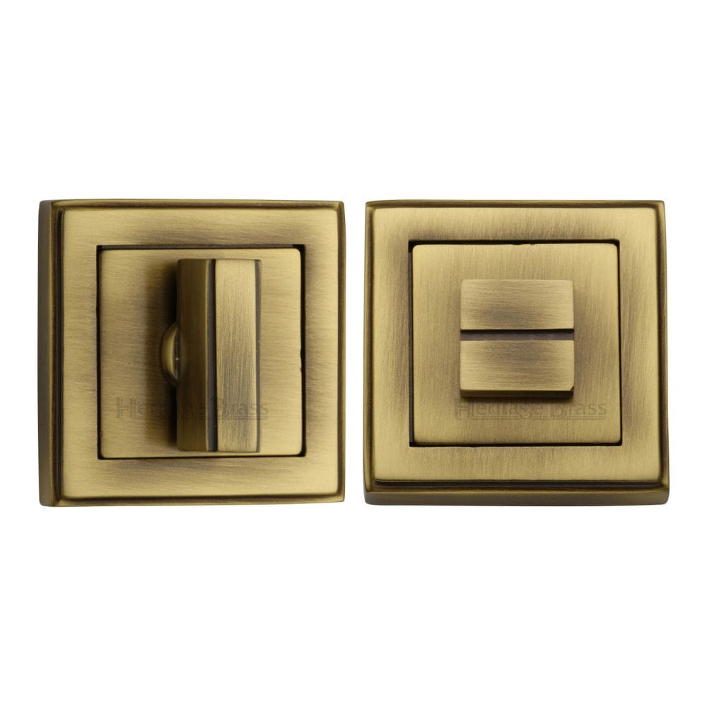 Heritage Brass Door Furniture Antique Brass / No Heritage Brass - Square Thumbturn & Emergency Release with stepped edge Antique Bra