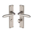 Heritage Brass Door Furniture Satin Nickel / Bathroom Lock Handles Heritage Brass - Sutton Reeded Bathroom set Satin Nickel finish