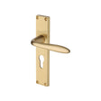 Heritage Brass Door Furniture Satin Brass / Euro Profile Lock Handles Heritage Brass - Sutton Reeded Euro Profile Satin Brass finish