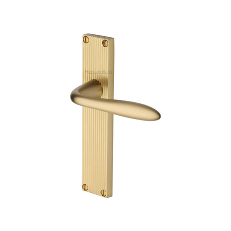 Heritage Brass Door Furniture Satin Brass / Latch Handles Heritage Brass - Sutton Reeded Lever Latch Satin Brass finish
