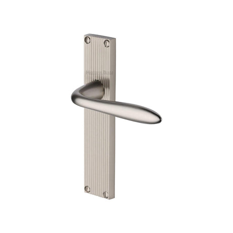 Heritage Brass Door Furniture Satin Nickel / Latch Handles Heritage Brass - Sutton Reeded Lever Latch Satin Nickel finish