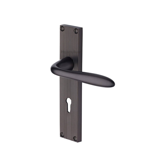 Heritage Brass Door Furniture Matt Bronze / Std. Lock Handles Heritage Brass - Sutton Reeded Lever Lock Matt Bronze finish