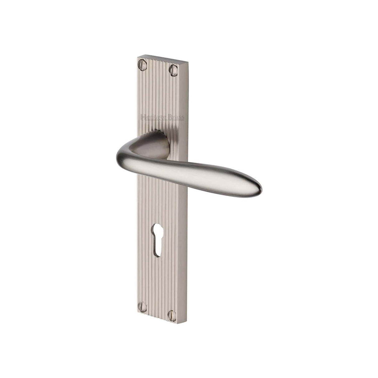 Heritage Brass Door Furniture Satin Nickel / Std. Lock Handles Heritage Brass - Sutton Reeded Lever Lock Satin Nickel finish
