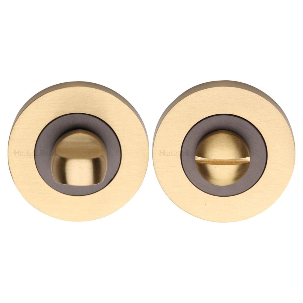 Heritage Brass Door Furniture Matt Bronze/Satin Brass / No Heritage Brass - Thumbturn & Emergency Release Matt Bronze/Satin Brass Finish