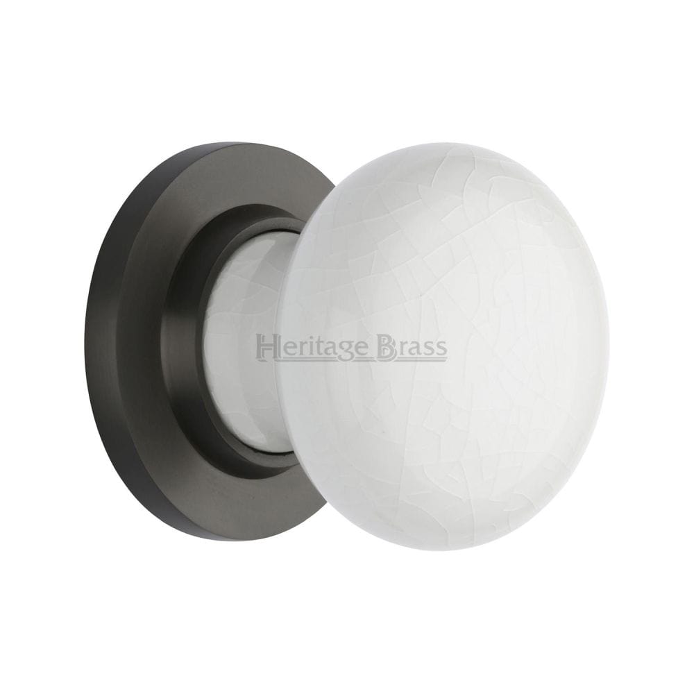 Heritage Brass Door Furniture Matt Bronze / Mortice Knobs Heritage Brass - White Crackle Knob with Matt Bronze base