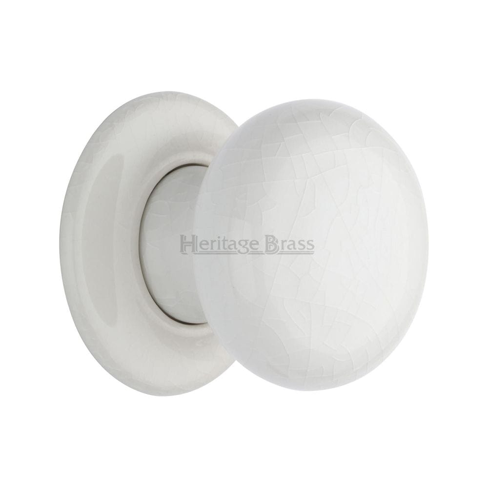 Heritage Brass Door Furniture Porcelain / Mortice Knobs Heritage Brass - White Crackle Knob with Porcelain base