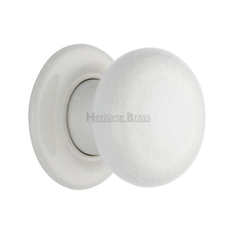 Heritage Brass Door Furniture Porcelain / Mortice Knobs Heritage Brass - White Crackle Knob with Porcelain base