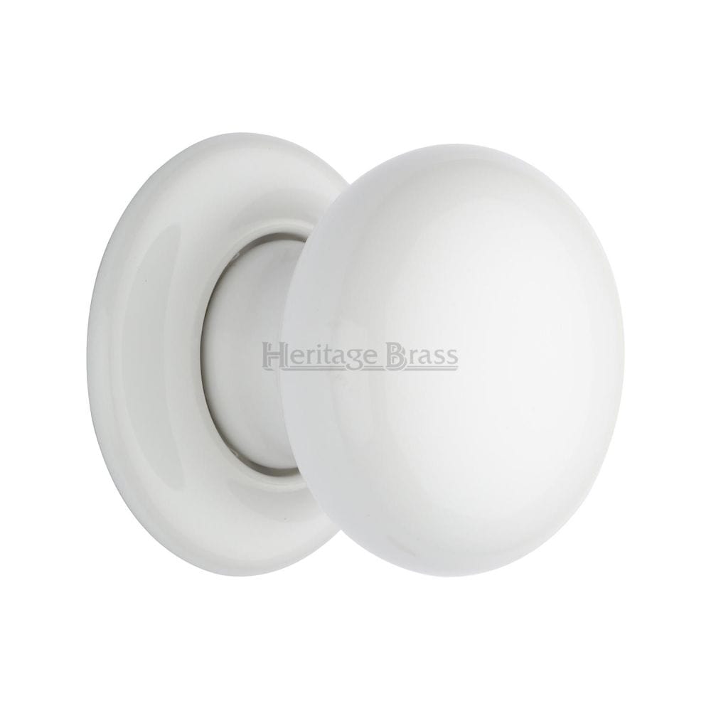 Heritage Brass Door Furniture Porcelain / Mortice Knobs Heritage Brass - White Knob with Porcelain base