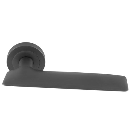 This is an image of a Manital - Hygge due Lever on Round Rose - Anthracite hyd5ant that is availble to order from Trade Door Handles in Kendal.