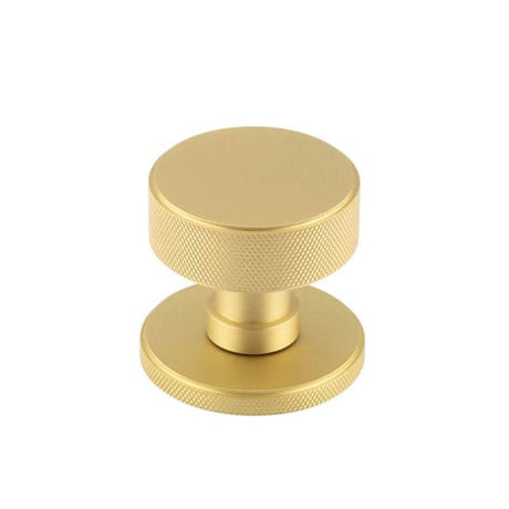 This is an image of a Burlington - Satin Brass Westbourne Knurled Mortice Door Handles  that is availble to order from Trade Door Handles in Kendal.