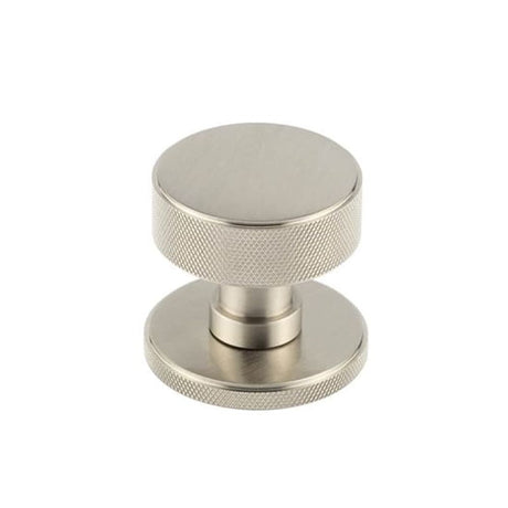 This is an image of a Burlington - Satin Nickel Westbourne Knurled Mortice Door Handles  that is availble to order from Trade Door Handles in Kendal.